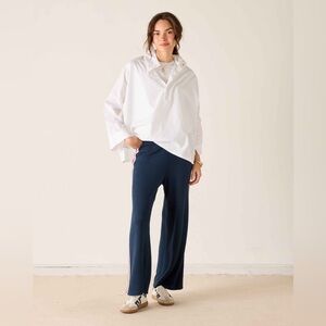 Mersea Seaport Knit Wide Leg Pants Size L Drawstring Navy Red White